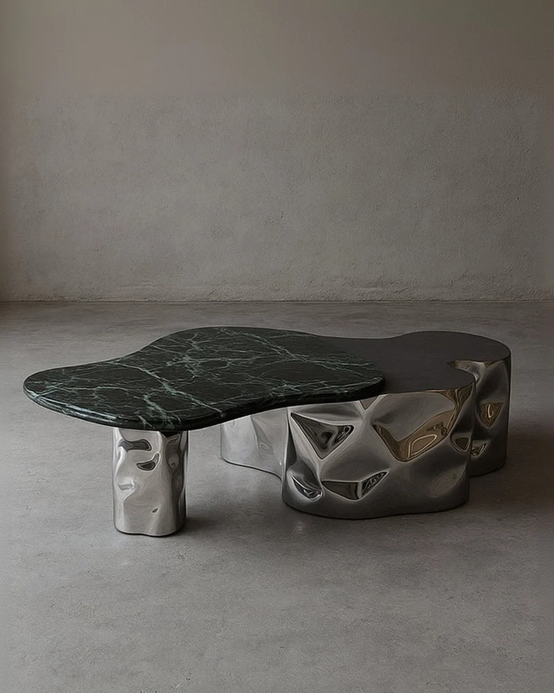 Steel and Stone Coffee Table - Colgada Series