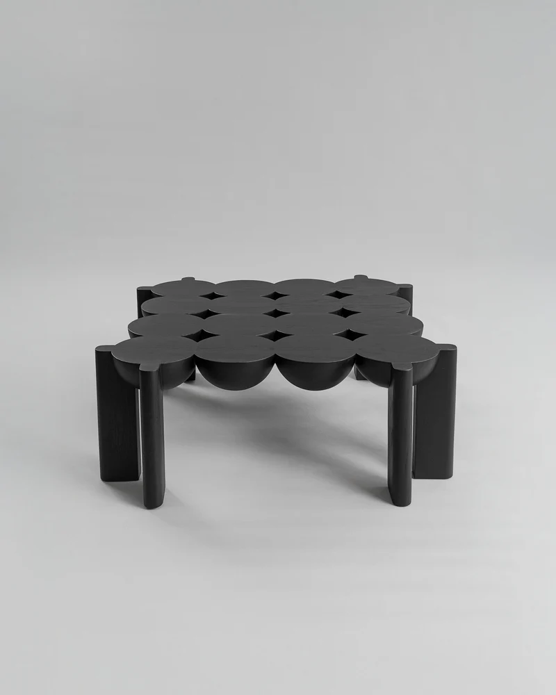 Solid Oak Coffee Table - BLEO Series by Daniel Couttolenc, Black Finish