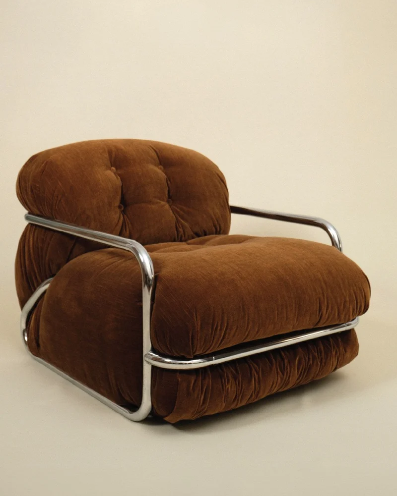 Mario Sabot Lounge Chair - Brown Velvet