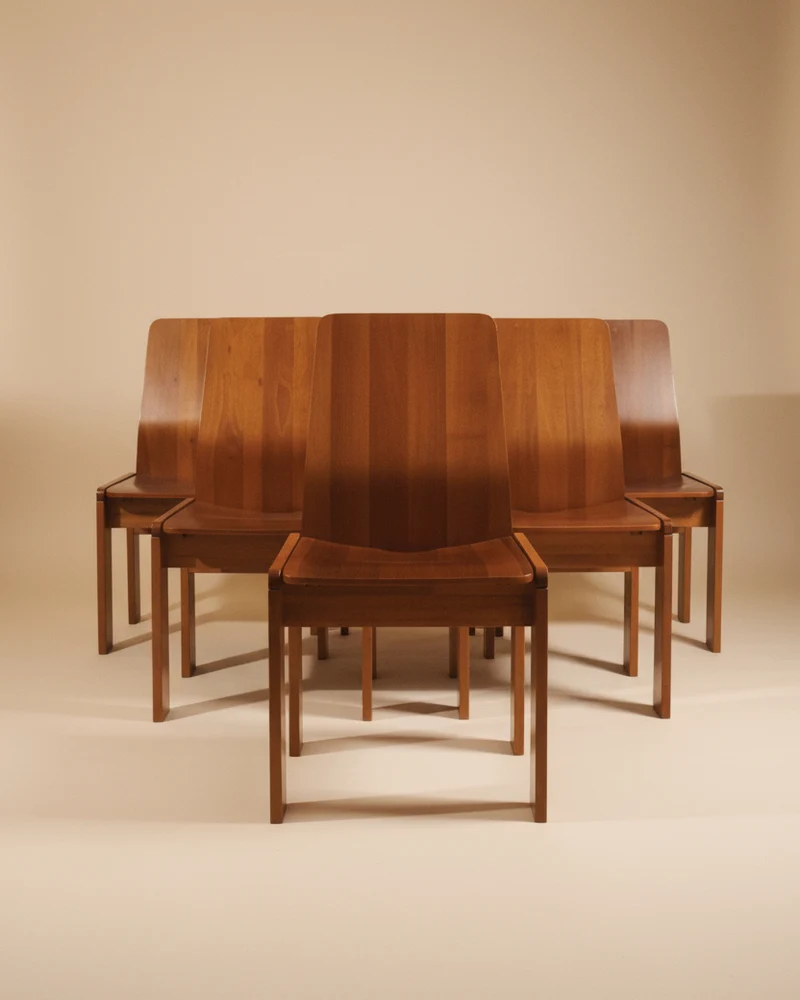 Enzo Berti Set of 6 Wood Chairs