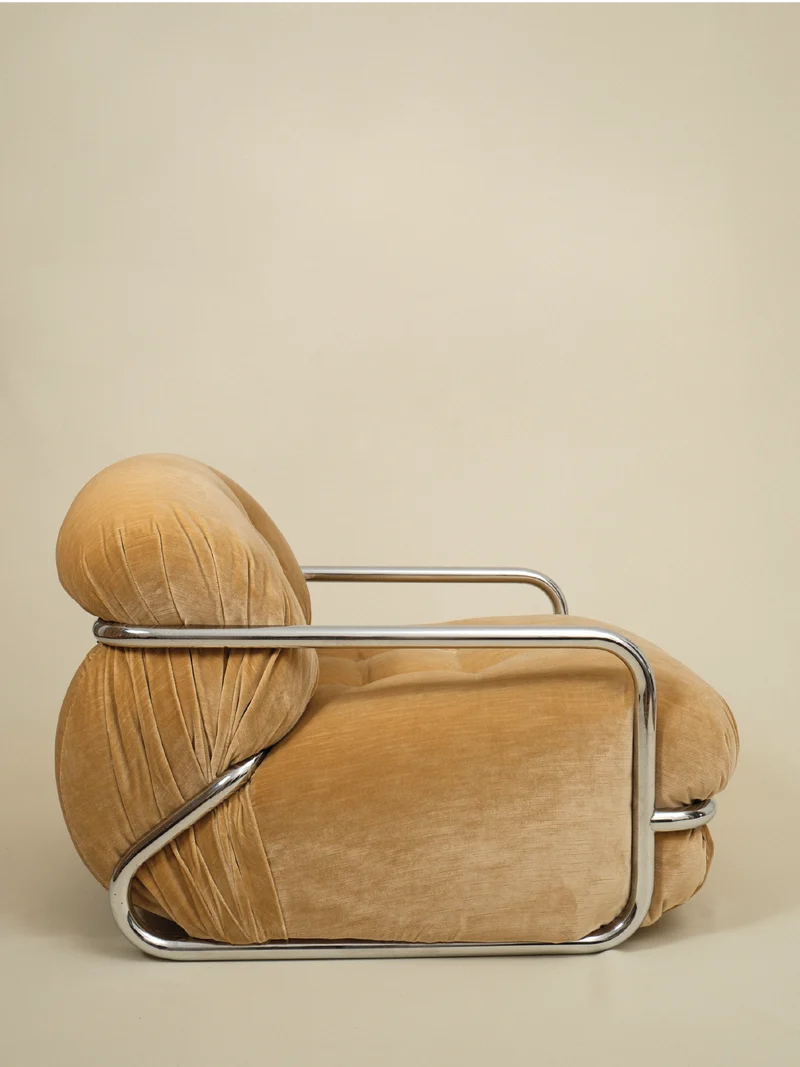 Mario Sabot Lounge Chair - Beige Velvet