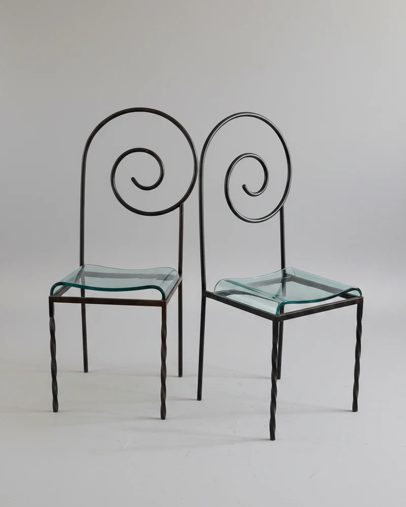 Pair of Sculptural Chairs by Luigi Serafini for Sawaya & Moroni, Italy, 1980s