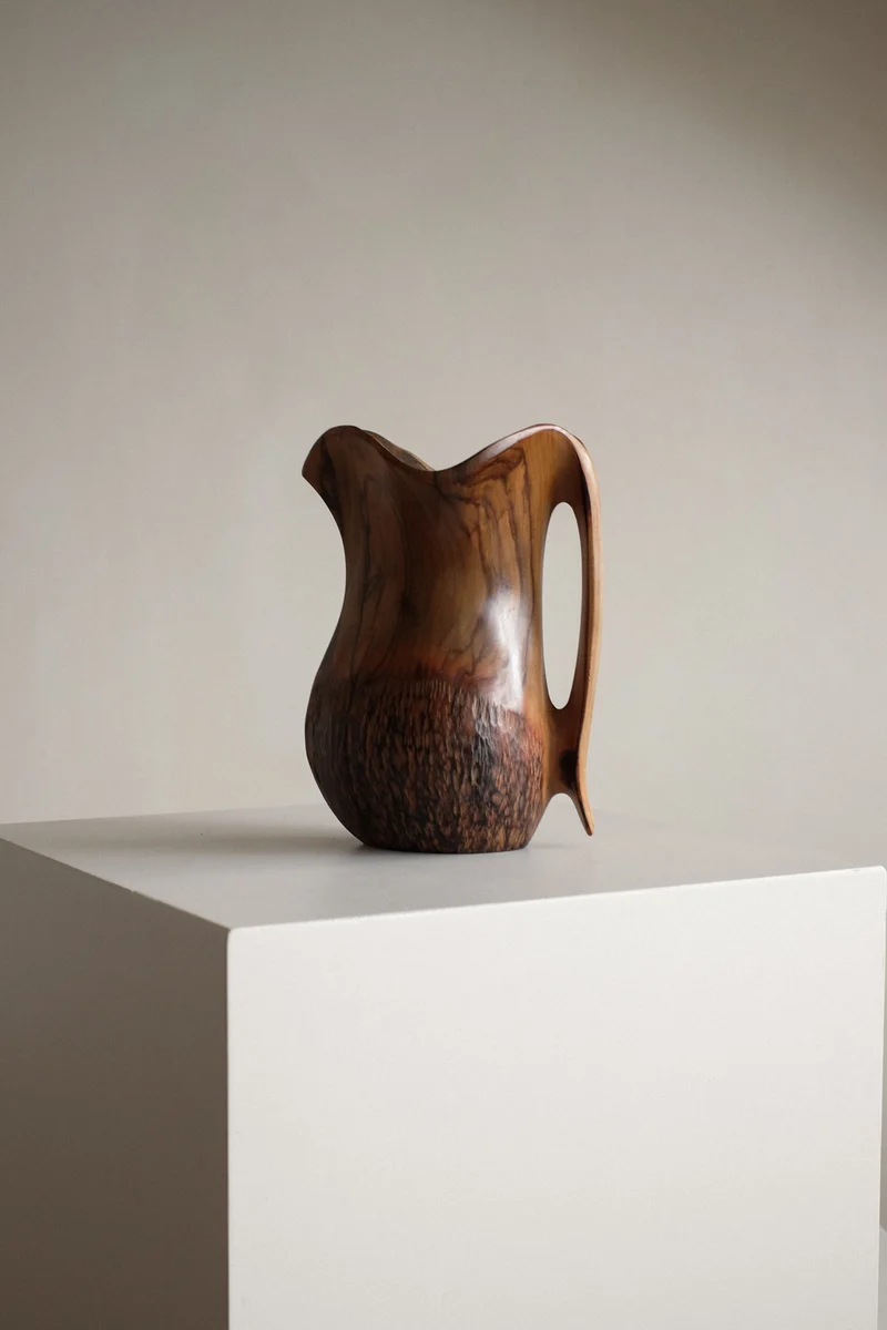 Vintage Handcrafted Wooden Pitcher – Falcon Spain