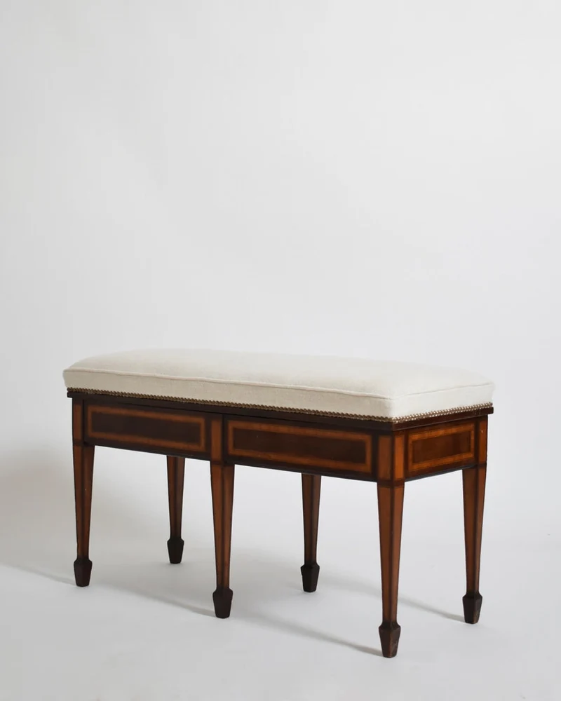 Six Legs Marquetry Bench, XIXth c.