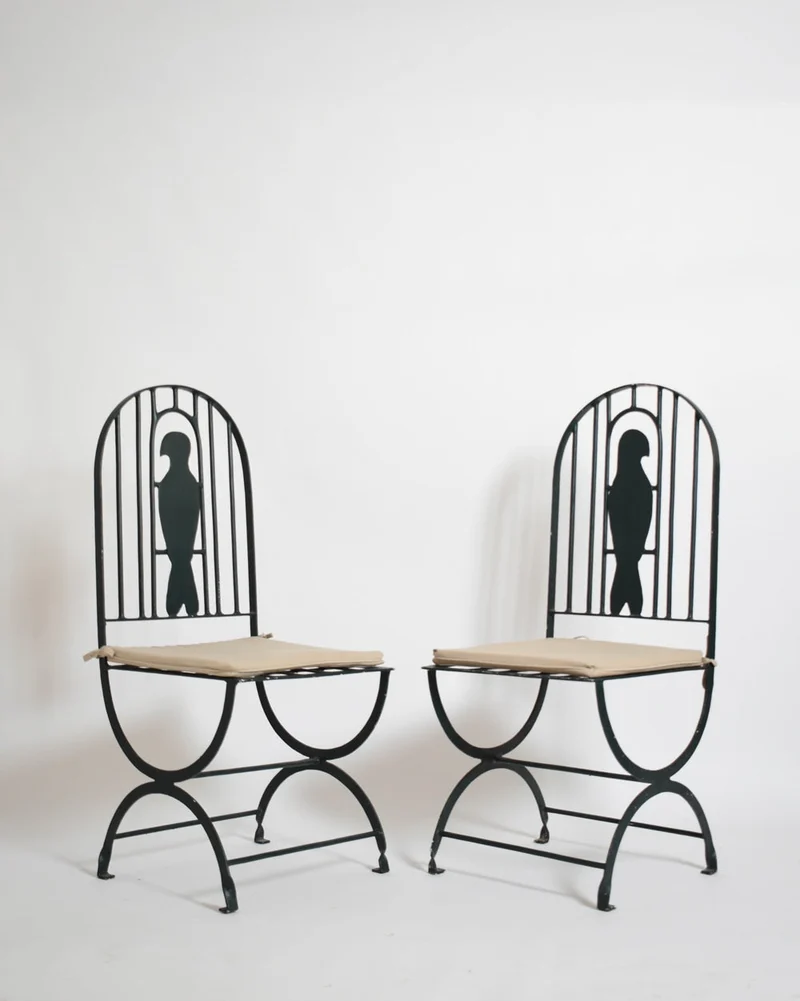 Pair of Wrought Iron Bird Cage Chairs, 1960s