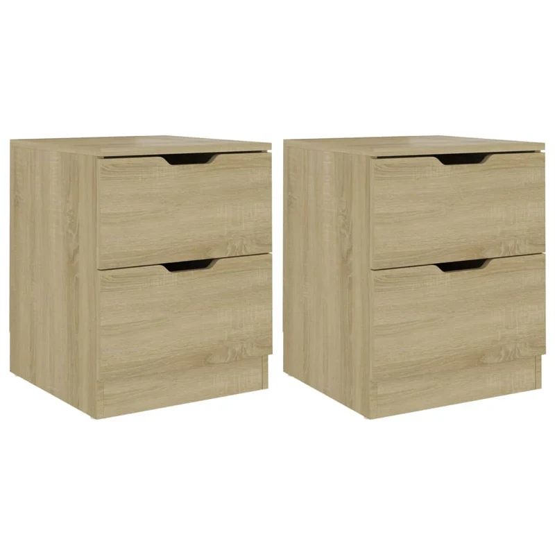 Lot de 2 tables de chevet avec deux tiroirs 40 x 40 x 50 cm bois ingénierie couleur chêne DEC035277