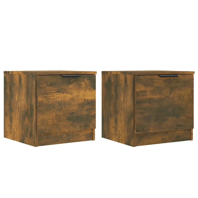 Lot de 2 tables de chevet avec compartiment avec porte 40 x 39 x 40 cm bois d'ingénierie marron DEC035114