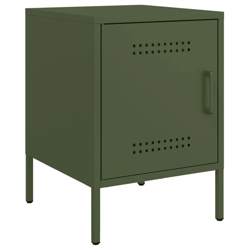 Table de chevet avec compartiment avec porte 36 x 39 x 50,5 cm acier vert DEC034703
