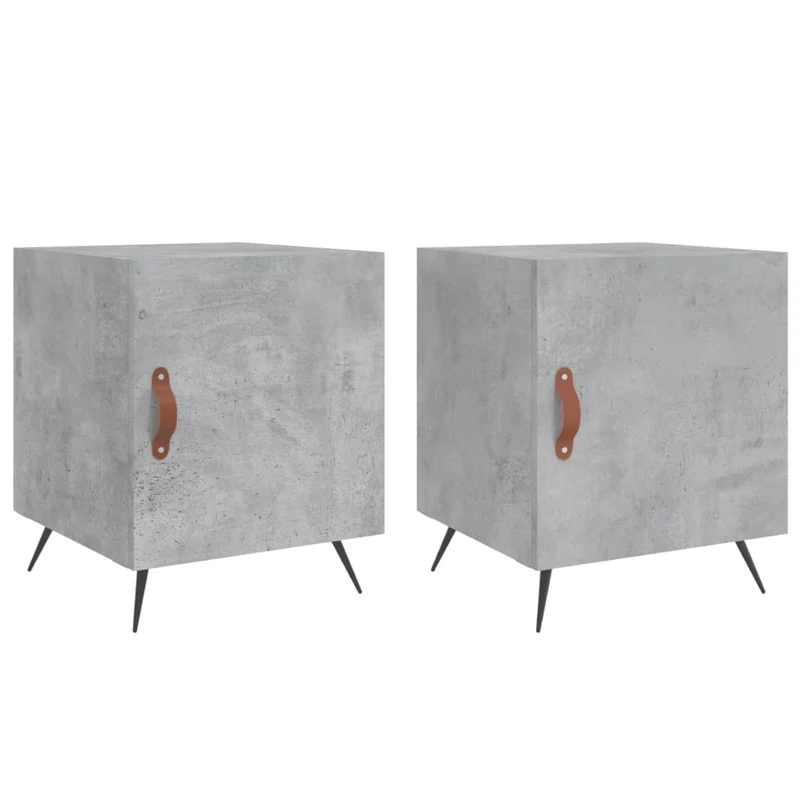 Lot de 2 tables de chevet avec compartiment avec porte 40 x 40 x 50 cm bois d’ingénierie gris DEC035391