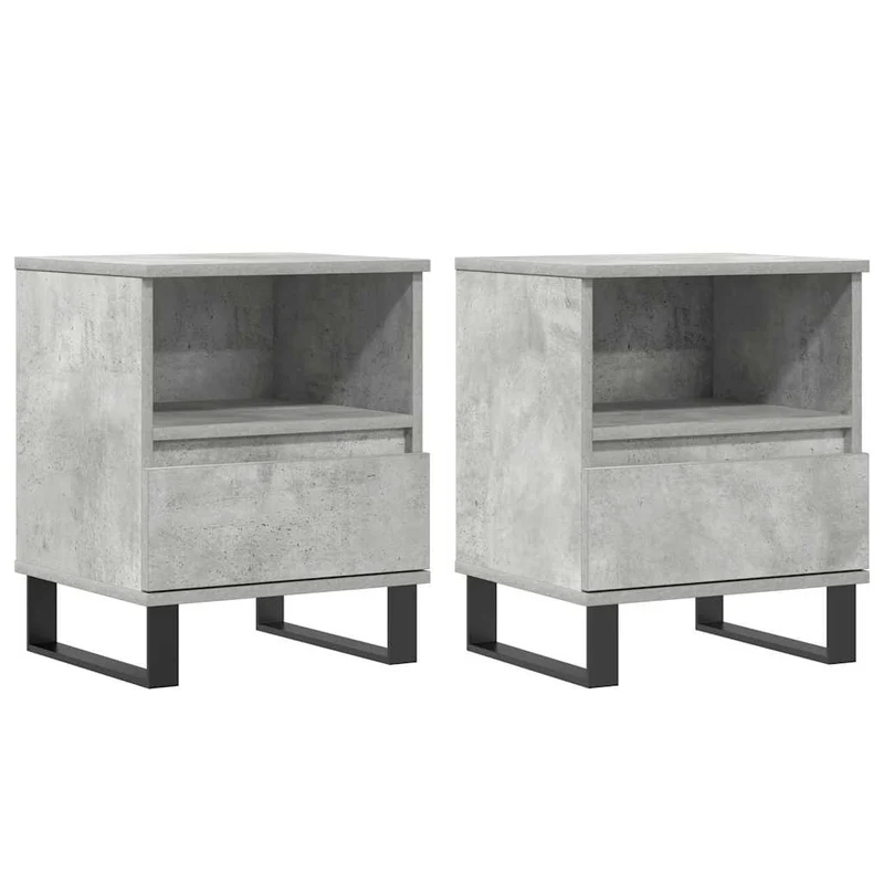 Lot de 2 tables de chevet avec tiroir et compartiment ouvert 40 x 35 x 50 cm bois d’ingénierie gris DEC035376