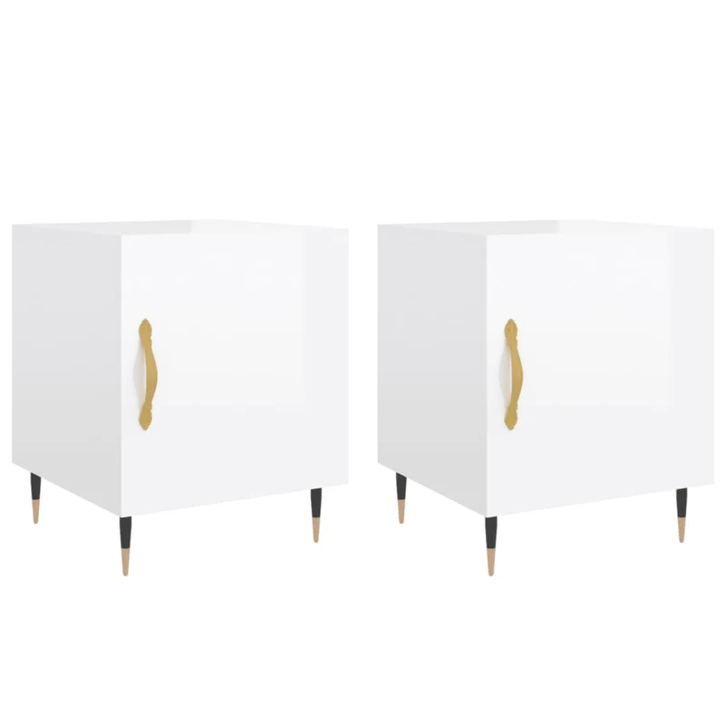 Lot de 2 tables de chevet avec compartiment avec porte 40 x 40 x 50 cm bois d'ingénierie blanc DEC035025