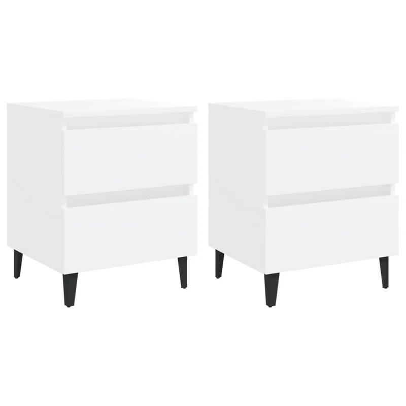 Lot de 2 tables de chevet avec tiroirs 40 x 35 x 50 cm bois d'ingénierie blanc DEC034929