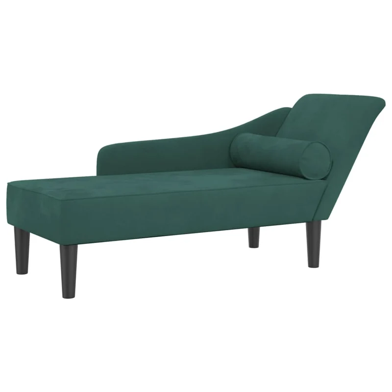 Méridienne chaise longue canapé pour intérieur avec coussins en velours vert DEC026106