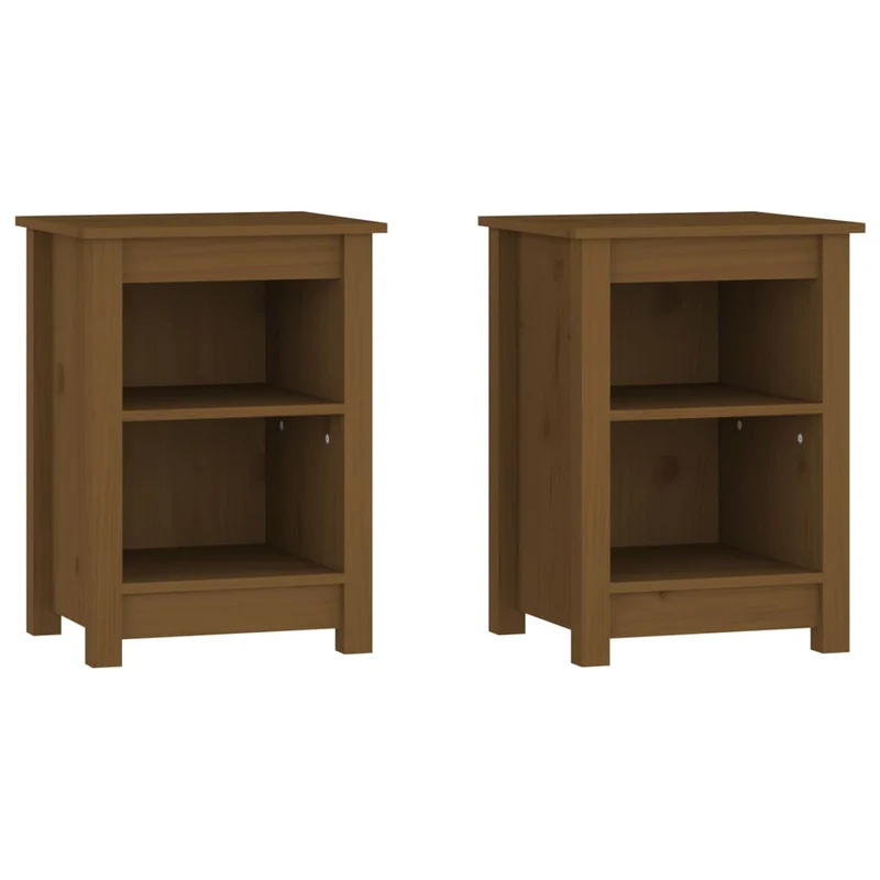 Lot de 2 tables de chevet avec compartiment ouvert 40 x 35 x 55 cm bois pin marron miel DEC035449