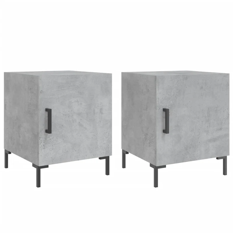 Lot de 2 tables de chevet avec compartiment avec porte 40 x 40 x 50 cm bois d’ingénierie gris DEC035396