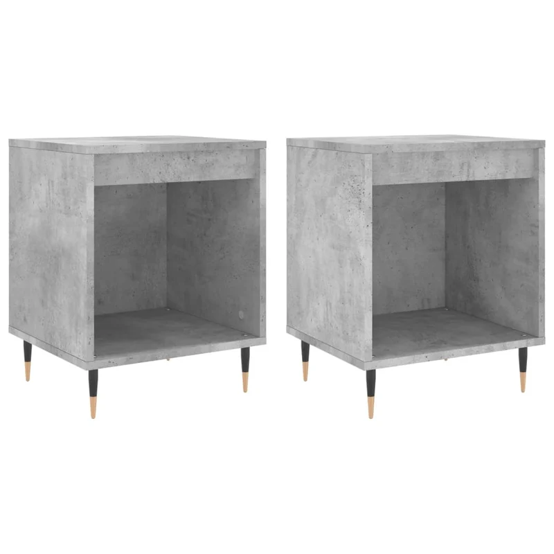 Lot de 2 tables de chevet avec compartiment ouvert 40 x 35 x 50 cm bois d’ingénierie gris DEC035373