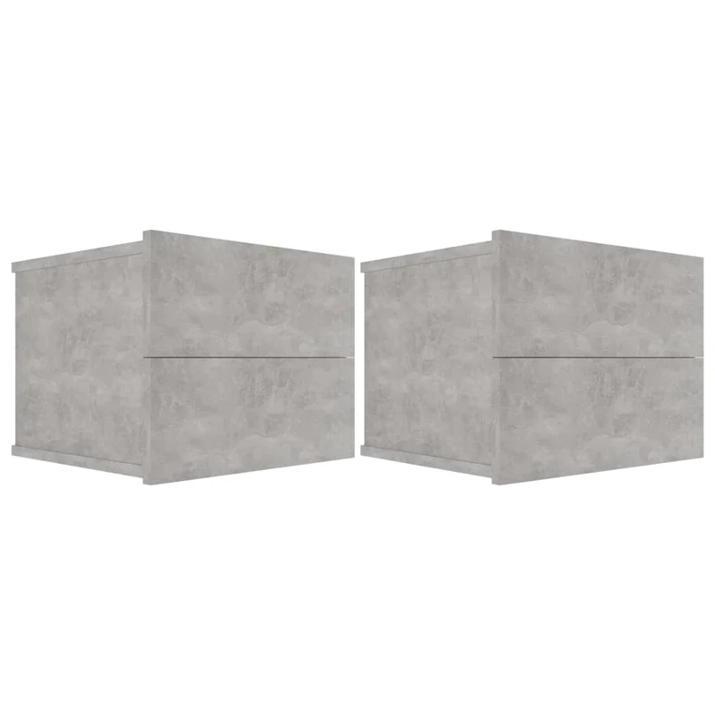 Lot de 2 tables de chevet murale avec tiroirs 40 x 30 x 30 cm bois ingénierie gris DEC035347