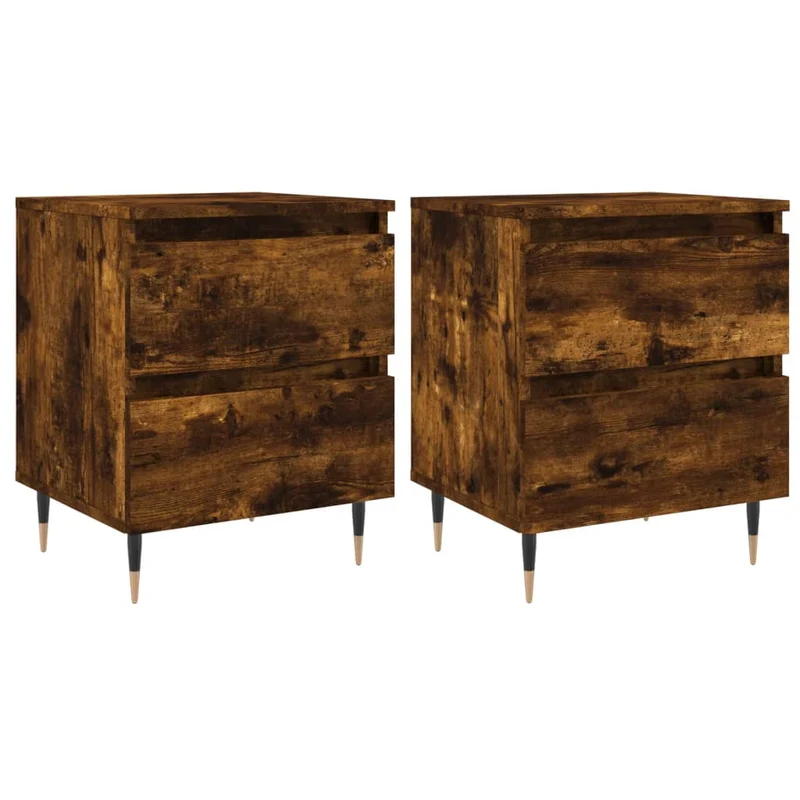 Lot de 2 tables de chevet avec tiroirs 40 x 35 x 50 cm bois ingénierie marron DEC035100