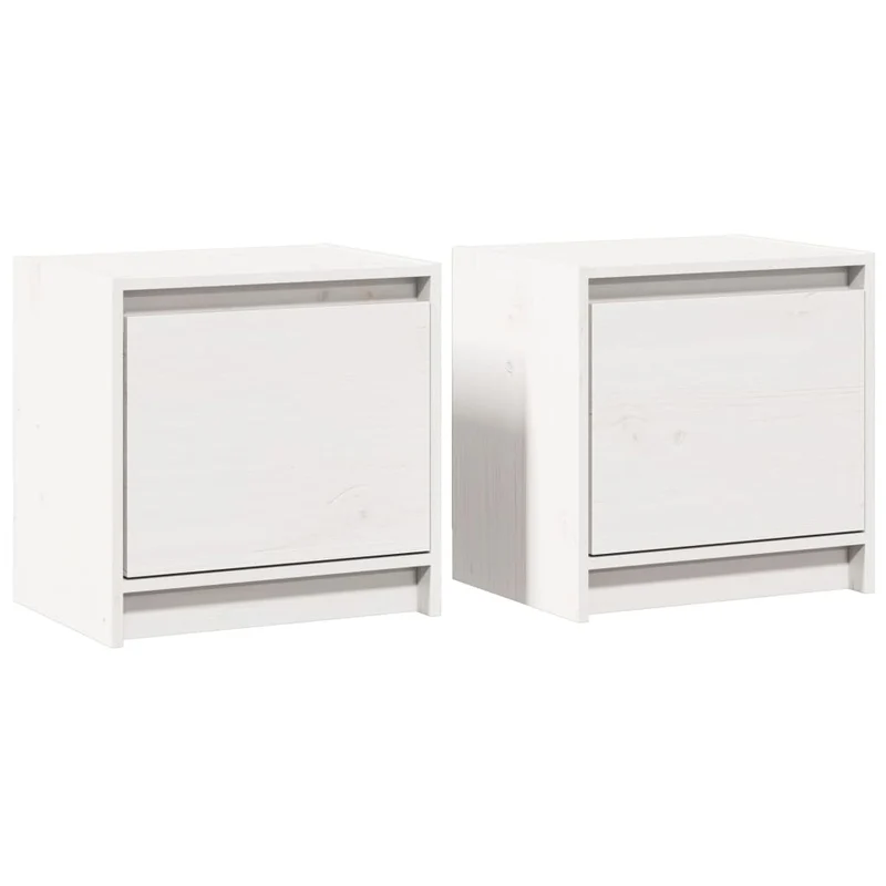 Lot de 2 tables de chevet avec compartiment avec porte 40 x 30,5 x 40 cm bois de pin blanc DEC034884