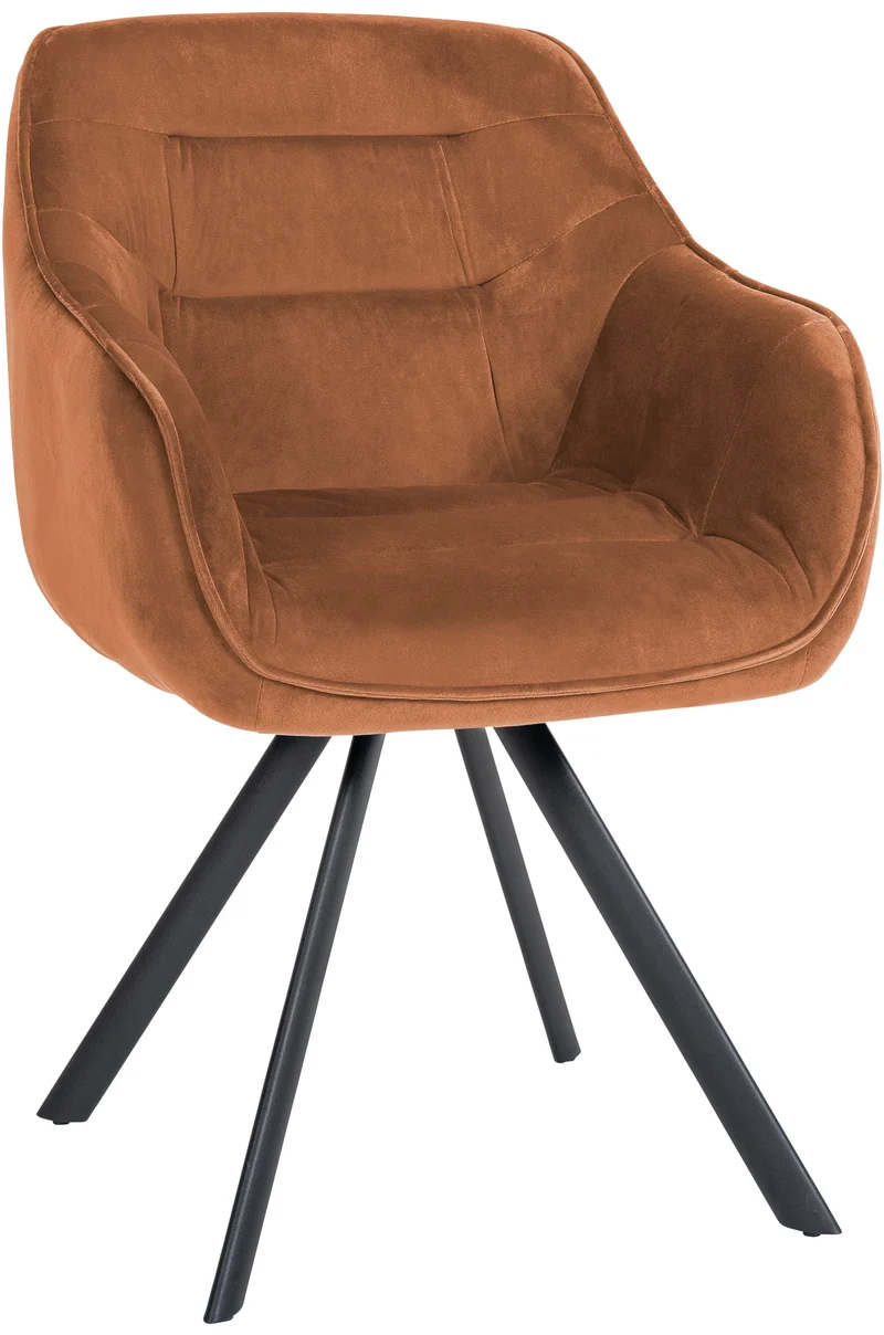 Chaise de salle à manger x1 design moderne confortable en velours couleur café piétement stable à quatre pieds en métal 10_0002335