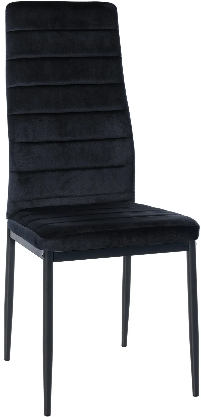 Chaise de salle à manger x1 design simple en velours noir avec couture décorative cadre en métal noir 10_0002060