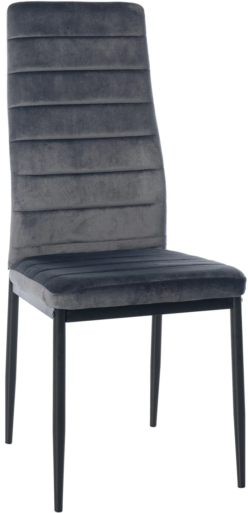Chaise de salle à manger x1 design simple en velours gris avec couture décorative cadre en métal noir 10_0002057
