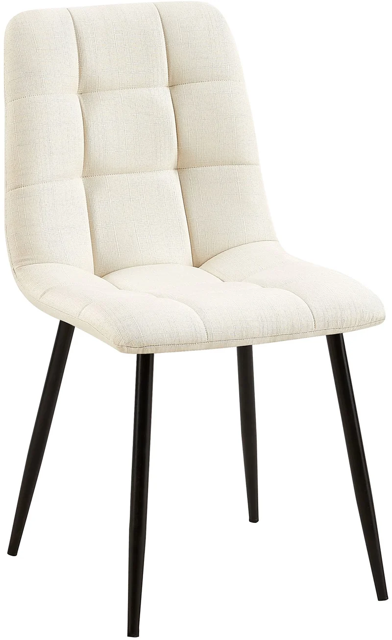 Chaise de salle à manger x1 coutures décoratives carrées en tissu crème et métal noir 10_0002142