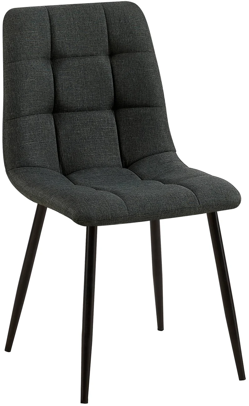 Chaise de salle à manger x1 coutures décoratives carrées en tissu gris foncé et métal noir 10_0002137