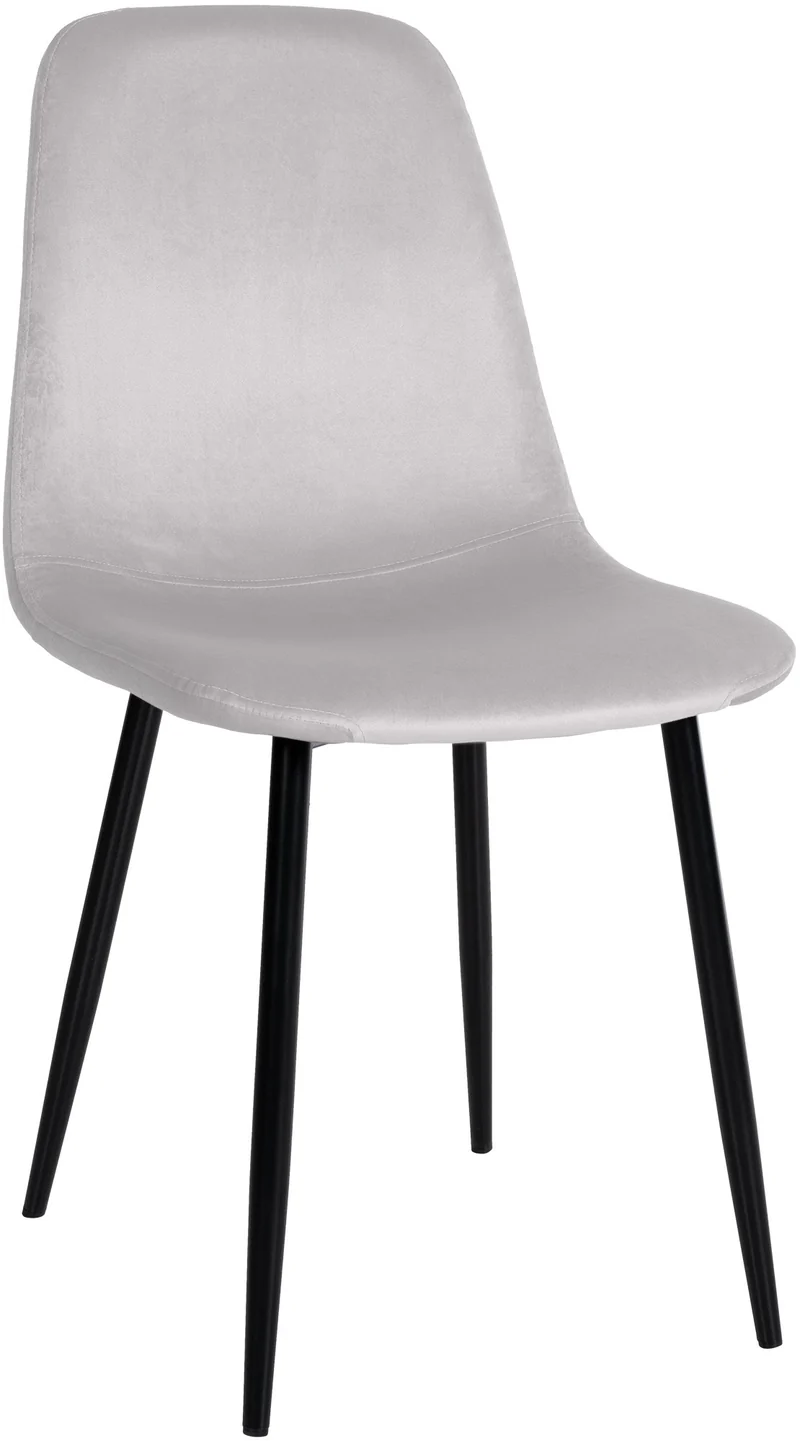 Chaise de salle à manger x1 design simple avec pieds en métal noir assise en velours crème 10_0002064