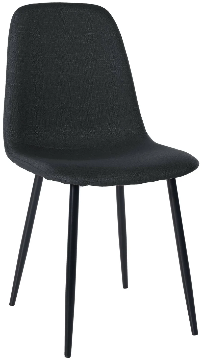 Chaise de salle à manger x1 design simple avec pieds en métal noir assise en tissu noir 10_0002073