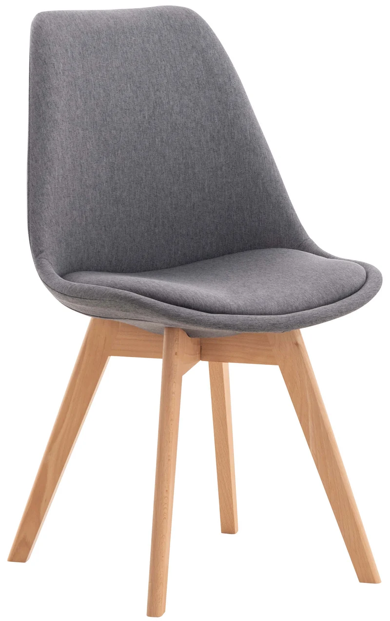Chaise de salle à manger x1 design scandinave en tissu gris et pieds en bois clair 10_0002295