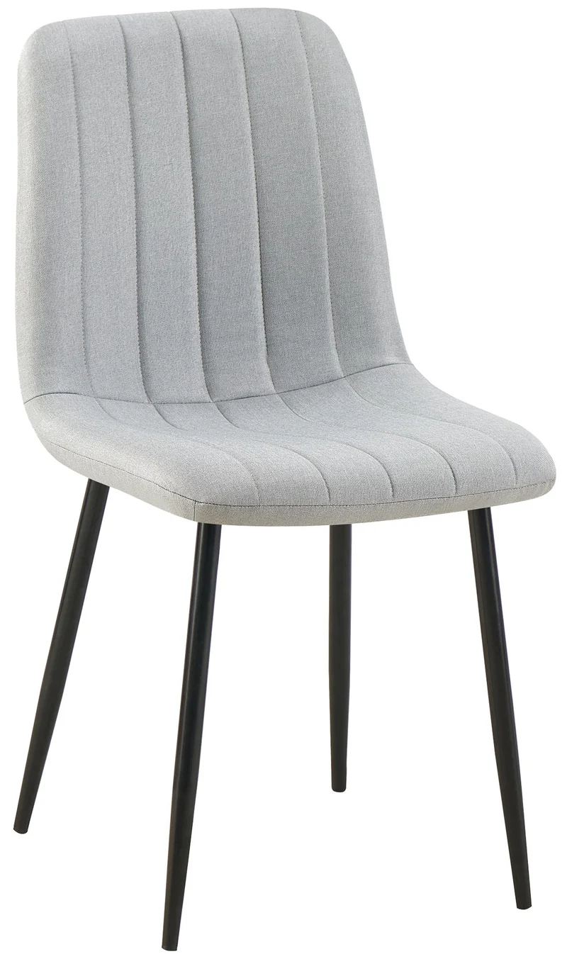 Chaise de salle à manger x1 coutures décoratives verticales assise en tissu gris pieds en métal noir 10_0002208