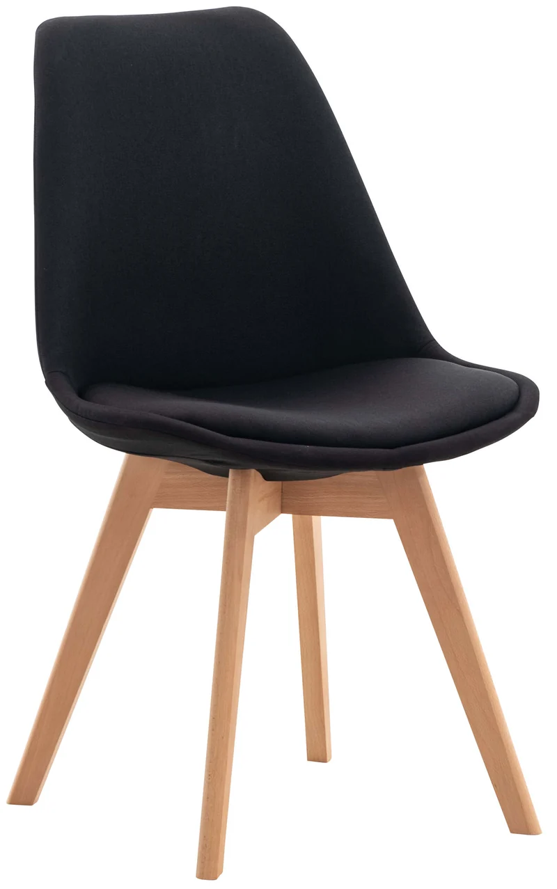Chaise de salle à manger x1 design scandinave en tissu noir et pieds en bois clair 10_0002292