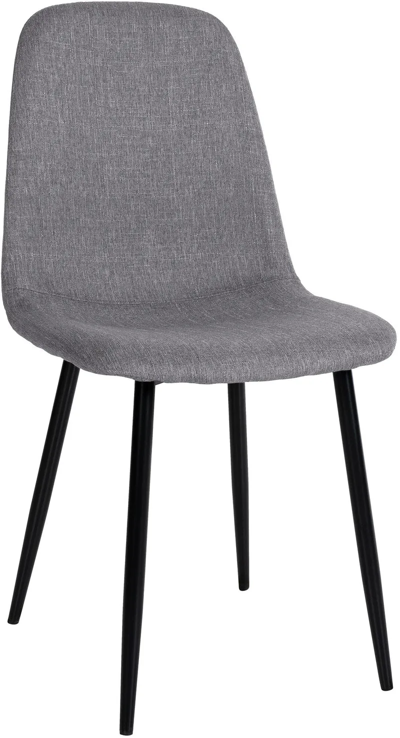 Chaise de salle à manger design simple avec pieds en métal noir assise en tissu gris 10_0002075