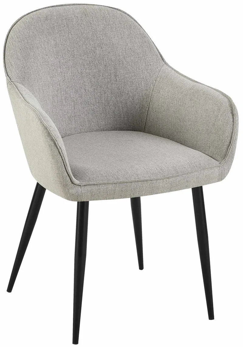 Chaise de salle à manger moderne et confortable en tissu gris et pieds en métal noir 10_0001999