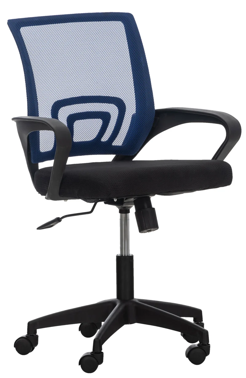 Chaise de bureau sur roulettes avec accoudoirs hauteur réglable en microfibre bleu 10_0002356