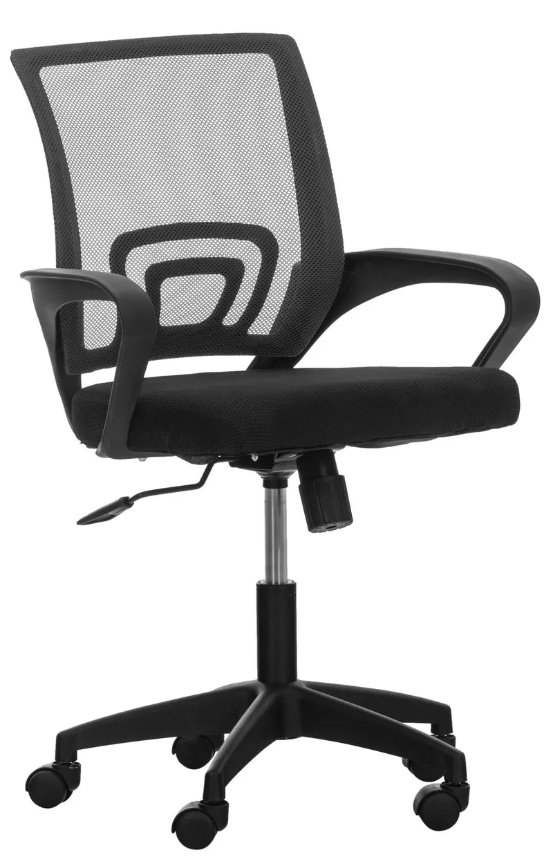 Chaise de bureau sur roulettes avec accoudoirs hauteur réglable en microfibre noir 10_0002362