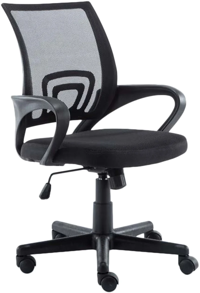 Fauteuil de bureau sur roulettes hauteur réglable en maille de filet de nylon noir 10_0002497