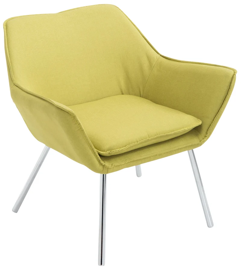 Fauteuil lounge avec accoudoirs en tissu vert structure à 4 pieds en métal 10_0002789