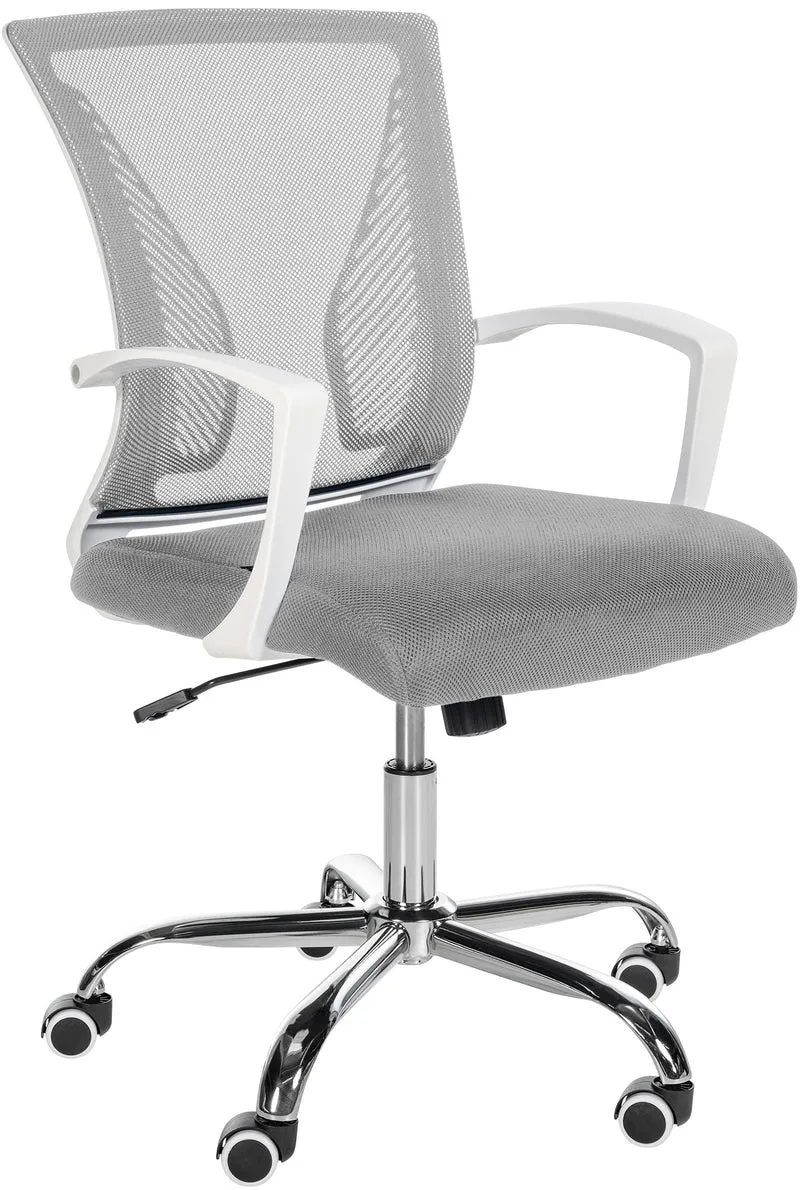 Chaise de bureau hauteur réglable avec revêtement en maille respirante microfibre gris pieds métal chromé 10_0002690