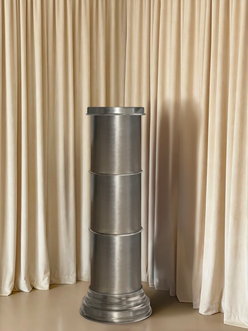 Art Deco End Tables in Metal - Brushed Aluminum Columns Collection