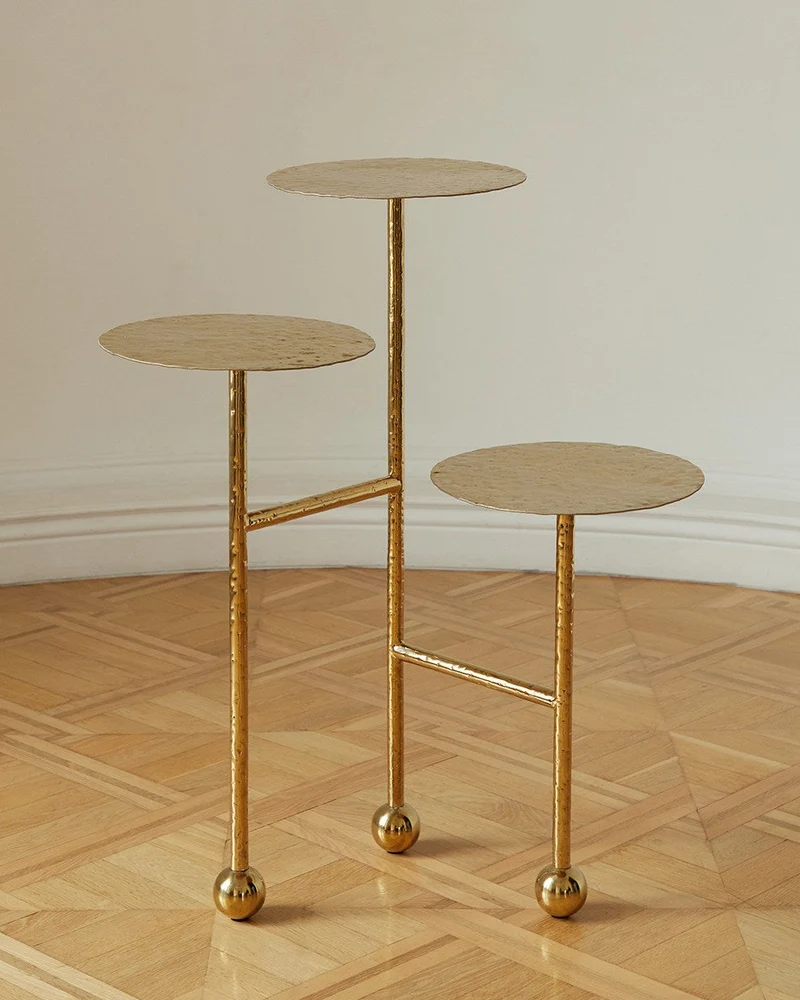 Liquid Side Table in Solid Brass