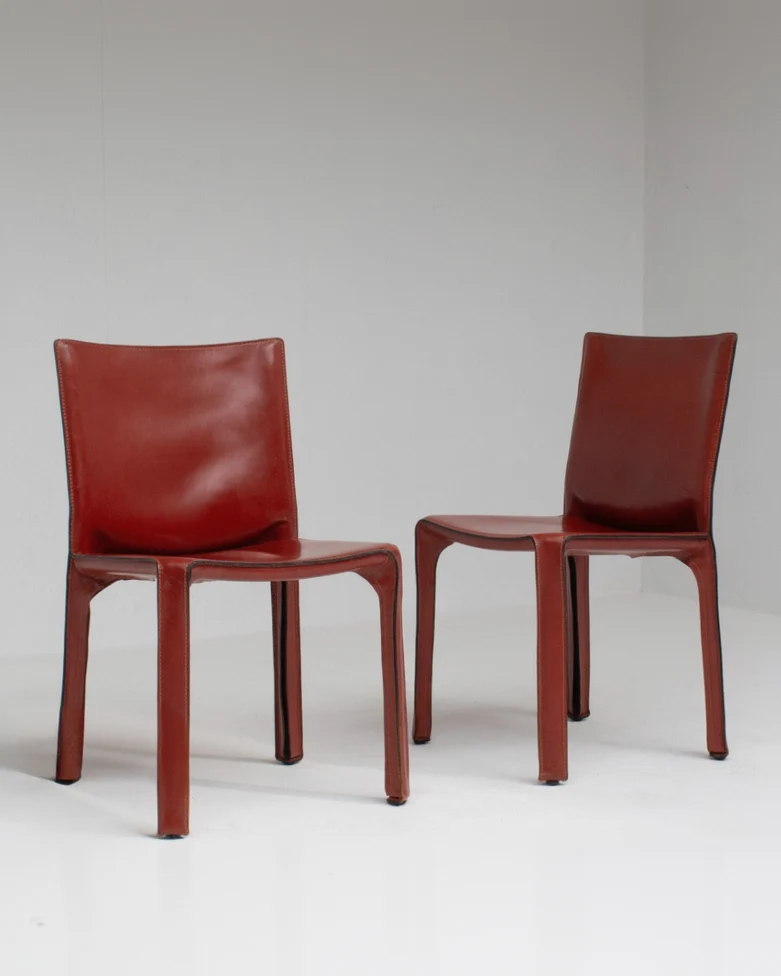 Mario Bellini Cab Chairs for Cassina in Red Leather