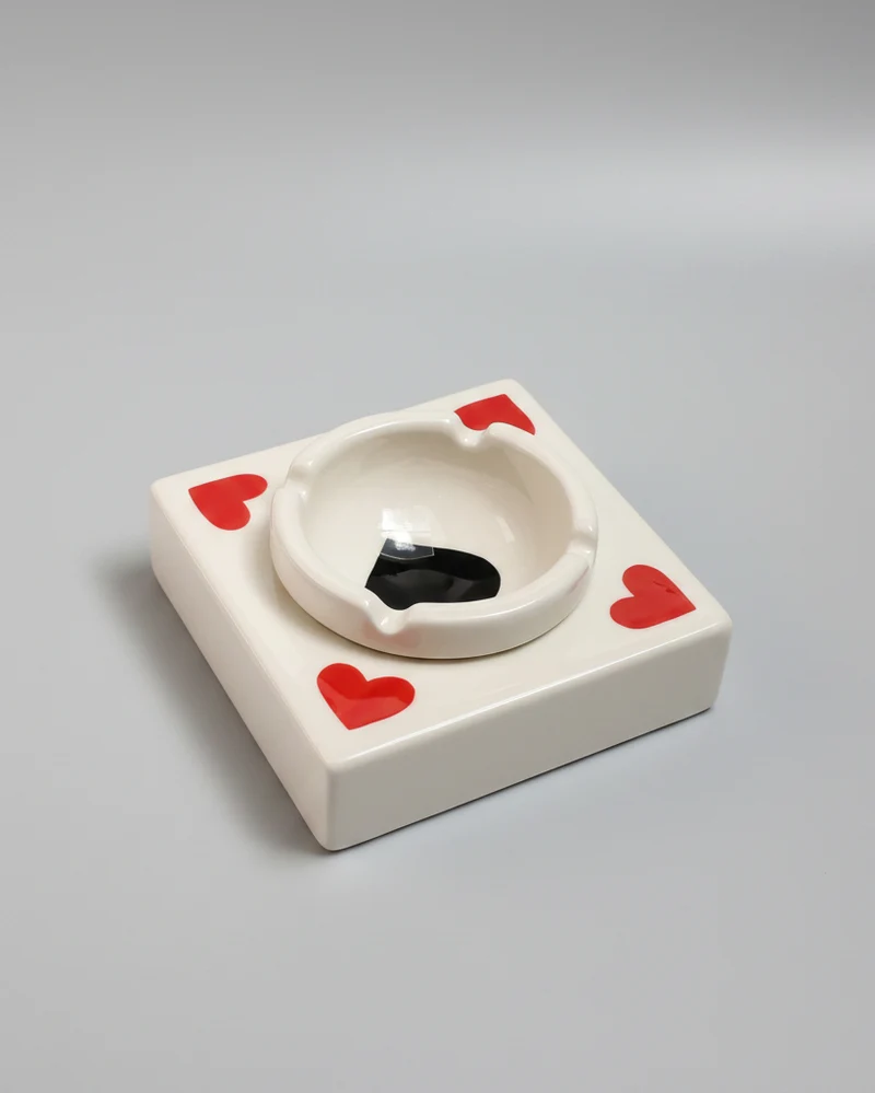 SQUARE As de Pique Ceramic Ashtray
