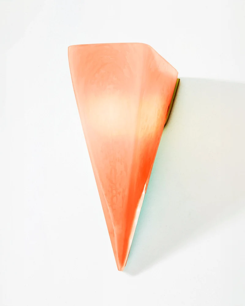 Solstice Blown Trapezoidal Shaped Glass and Brass Metal Hardware Pendant Lamp