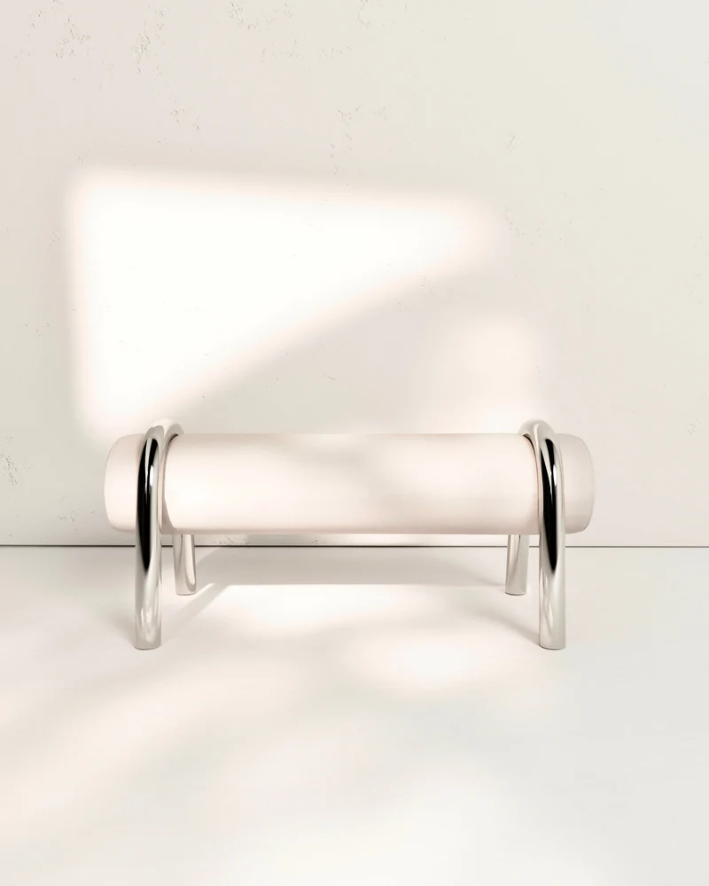 "Cavallina" bench | stainless steel & leather