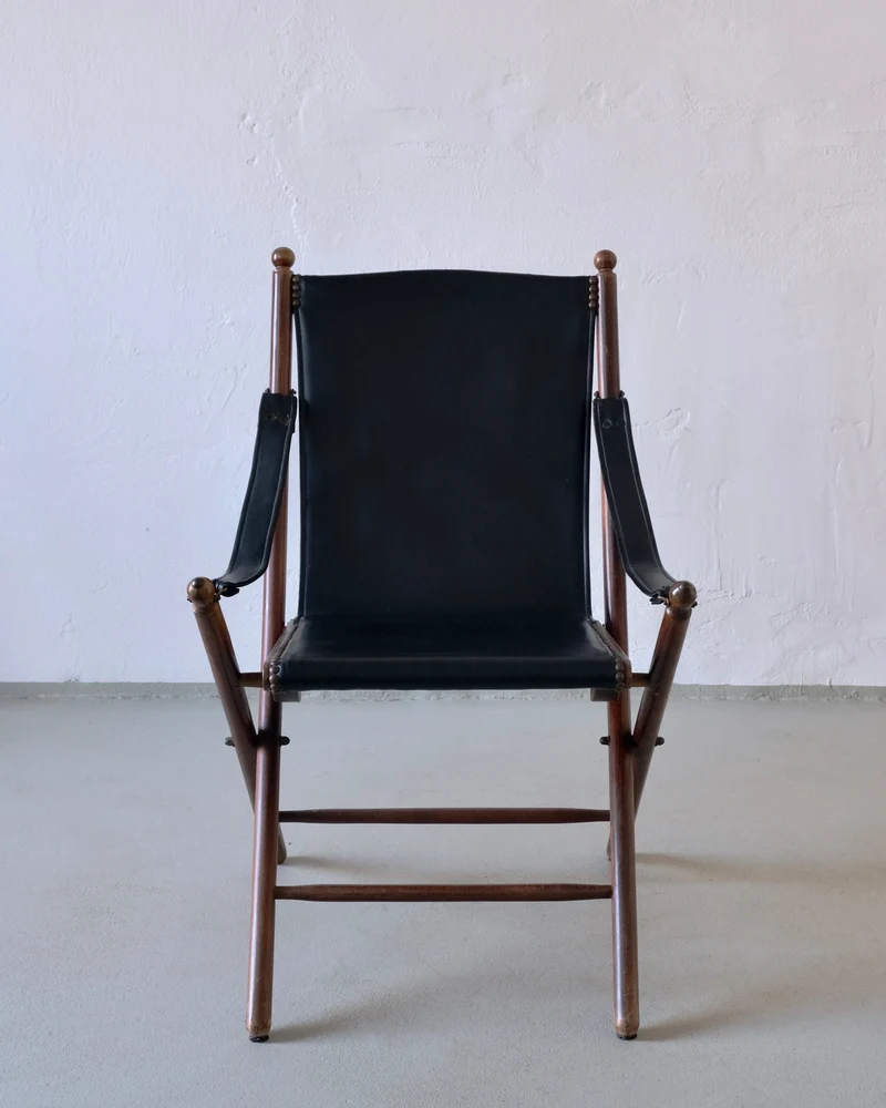 Vintage Folding Chair and Tray Table Set | Campaign Style
