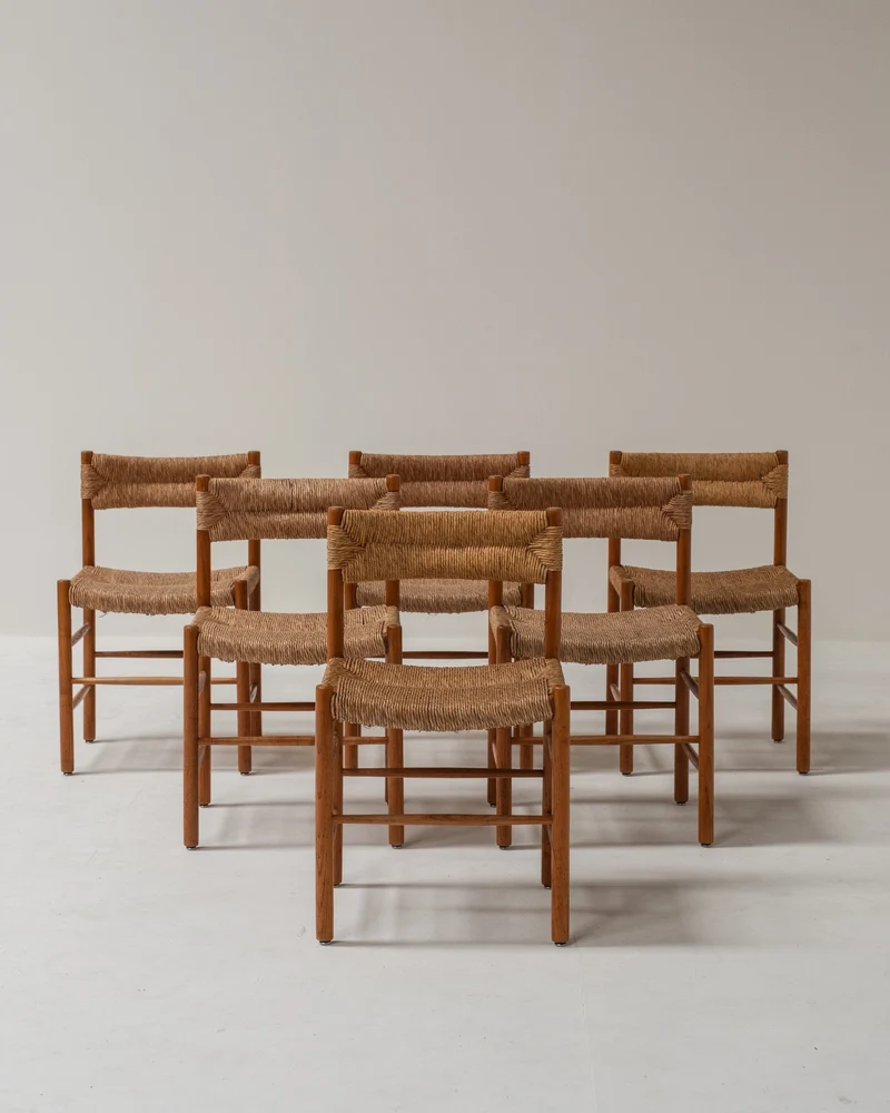 Set of 6 Charlotte Perriand Dordogne Chairs