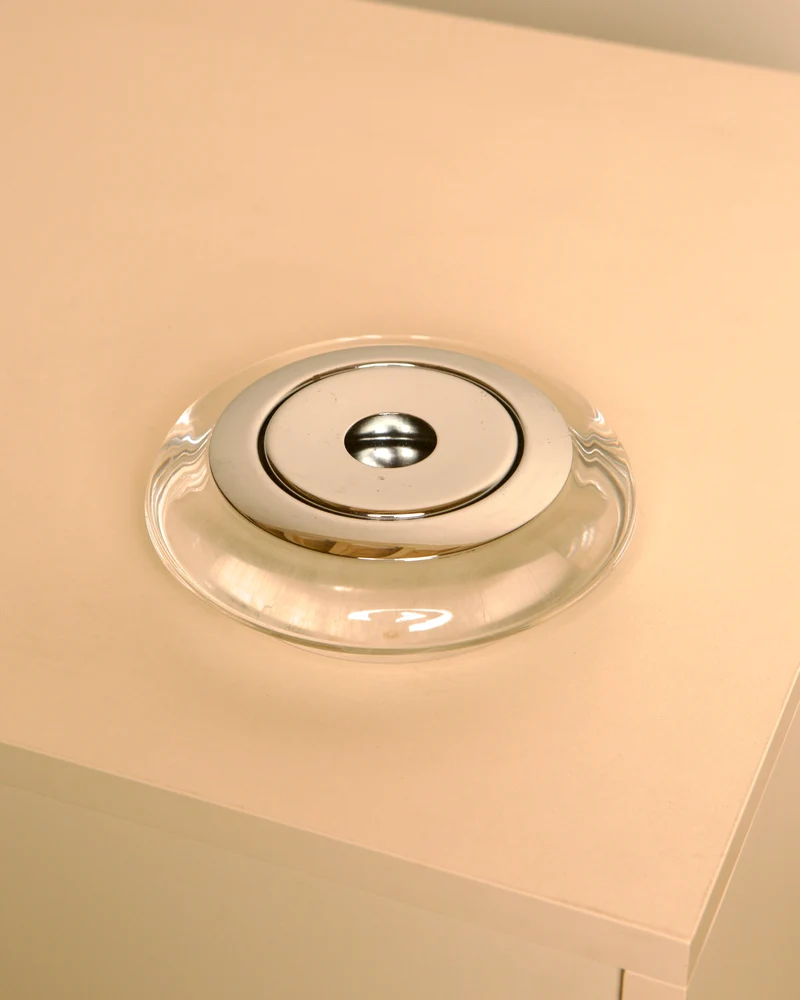 Italian Round Lucite and Chrome Ashtray / Vide-Poche, 1970