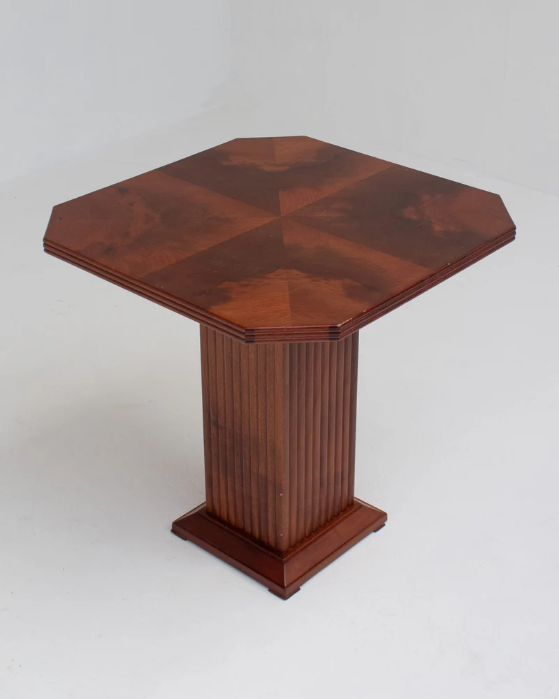 Michel Briard Hexagonal Pedestal Table in Mahogany